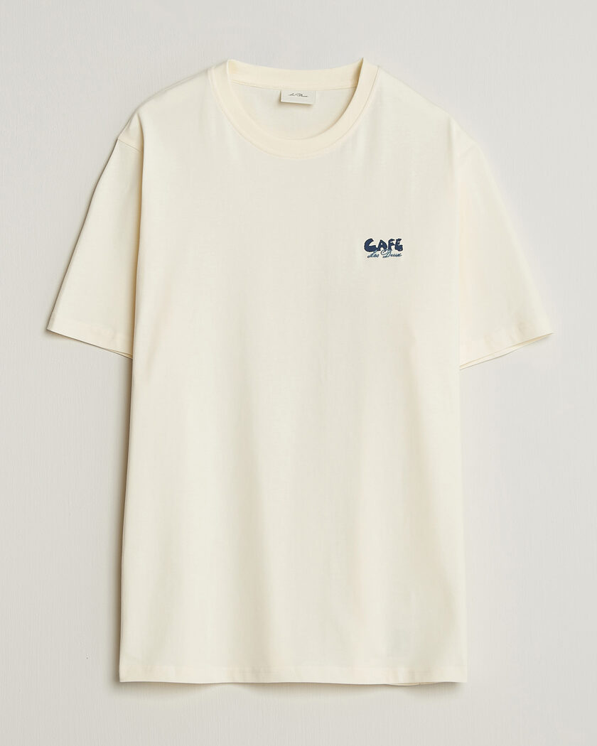 LES DEUX Café Backprint T-Shirt Light Ivory – Valkoinen