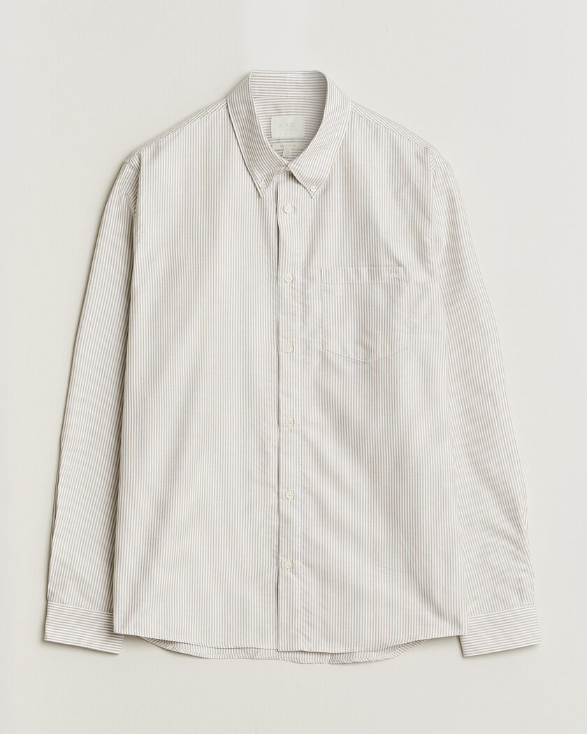 A.P.C. Greg Striped Oxford Shirt Beige/White – Monivärinen