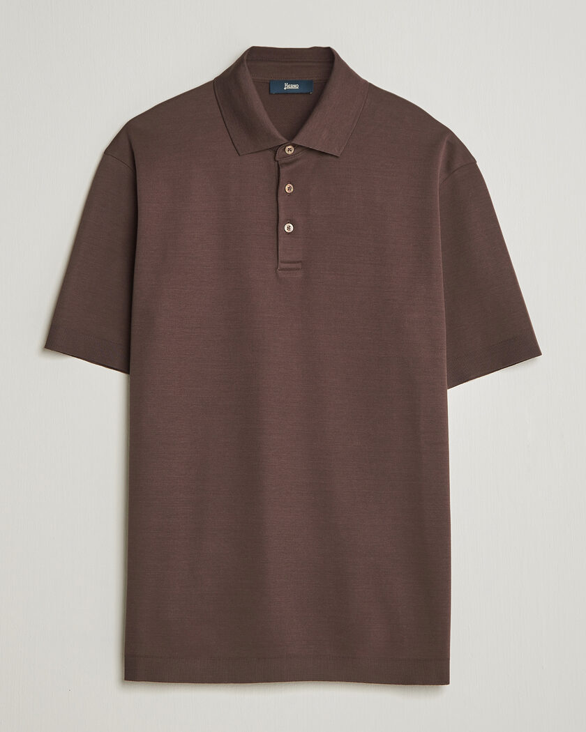 Herno Micro Piquet Polo Brown – Ruskea