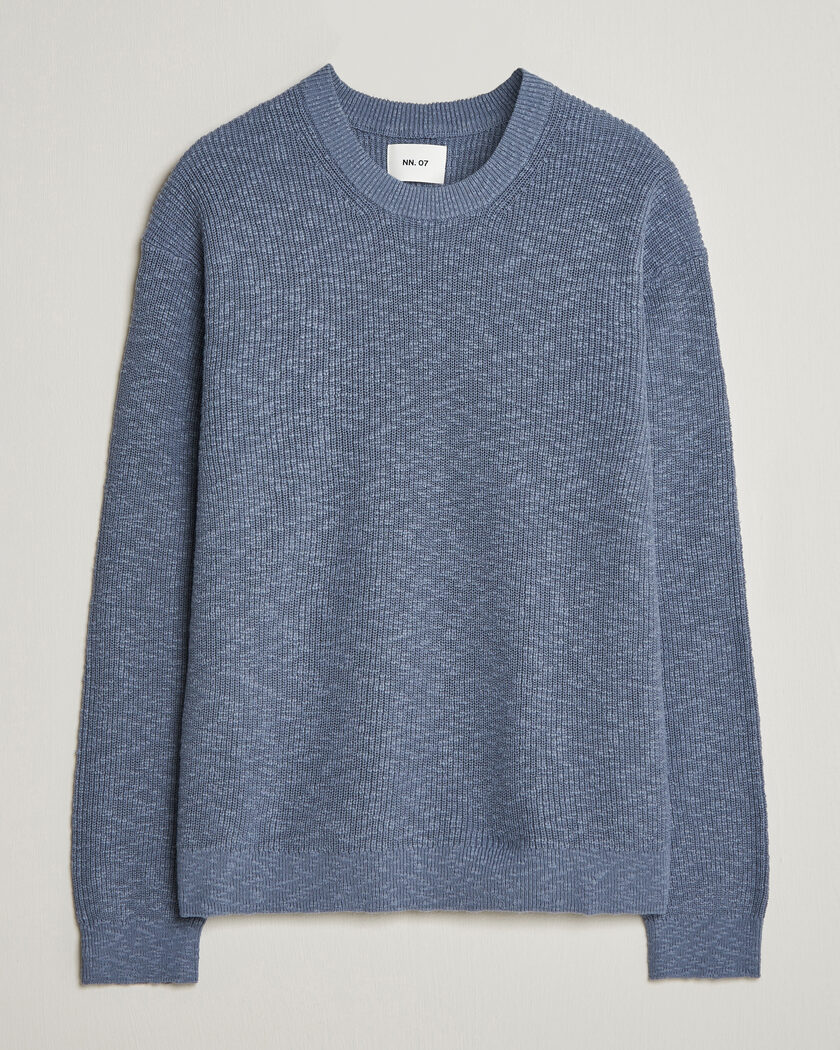 NN07 Russell Cotton Knitted Sweater Stone Blue – Sininen
