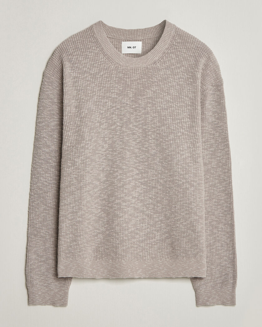 NN07 Russell Cotton Knitted Sweater Moon Dust – Harmaa