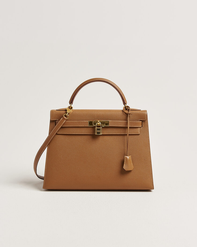 Hermès Pre-Owned Kelly 32 Courchevel Leather Gold – Ruskea