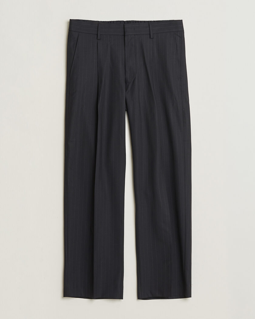 NN07 Kay Pinstriped Pleated Trousers Navy Blue – Sininen