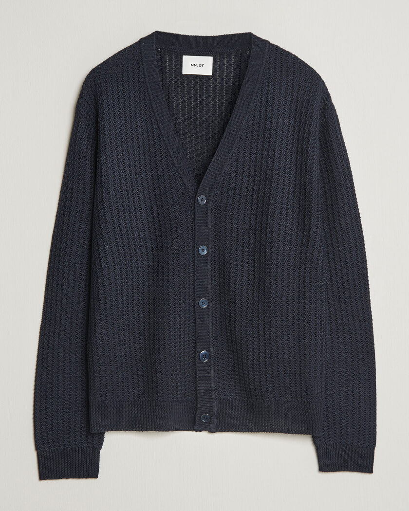 NN07 Tim Linen Knitted Cardigan Navy Blue – Sininen