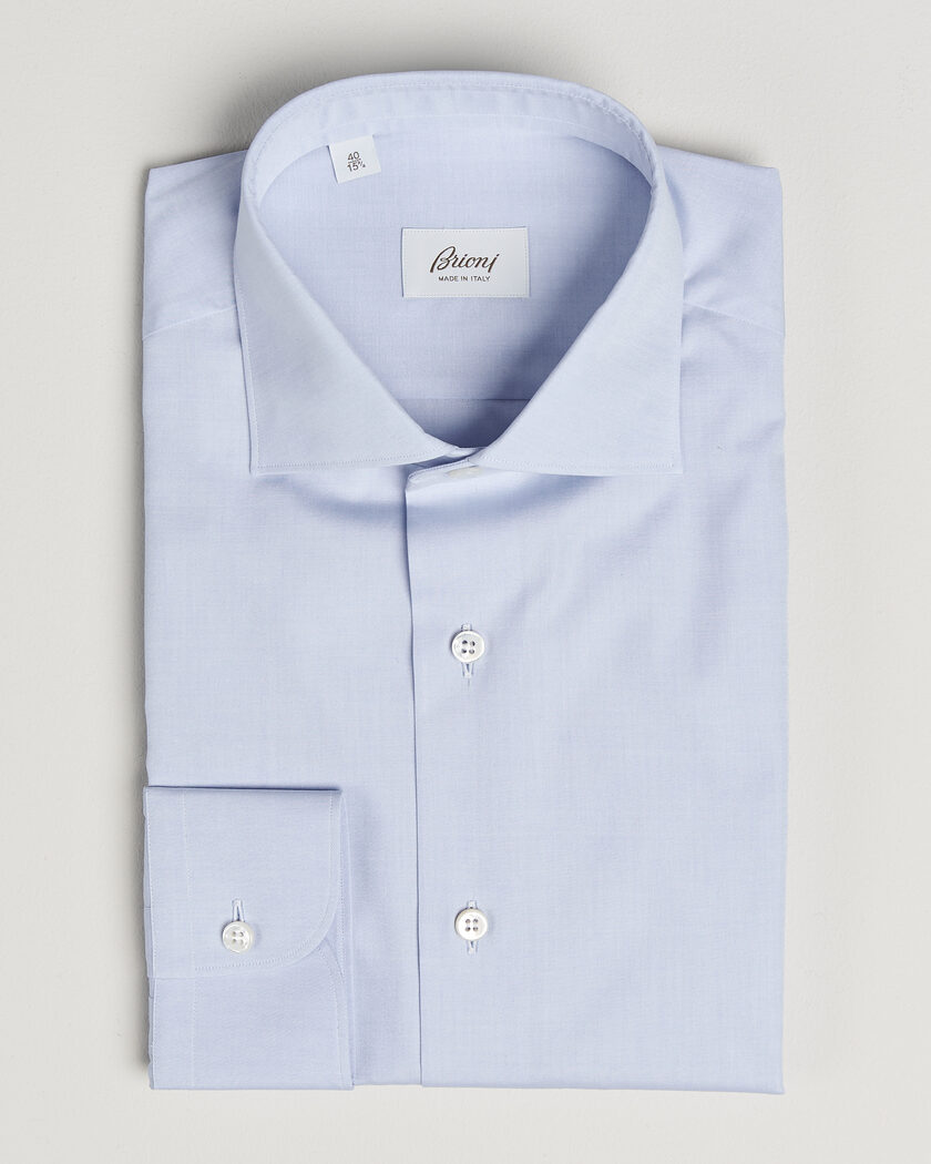 Brioni Poplin Cotton Dress Shirt Light Blue – Sininen