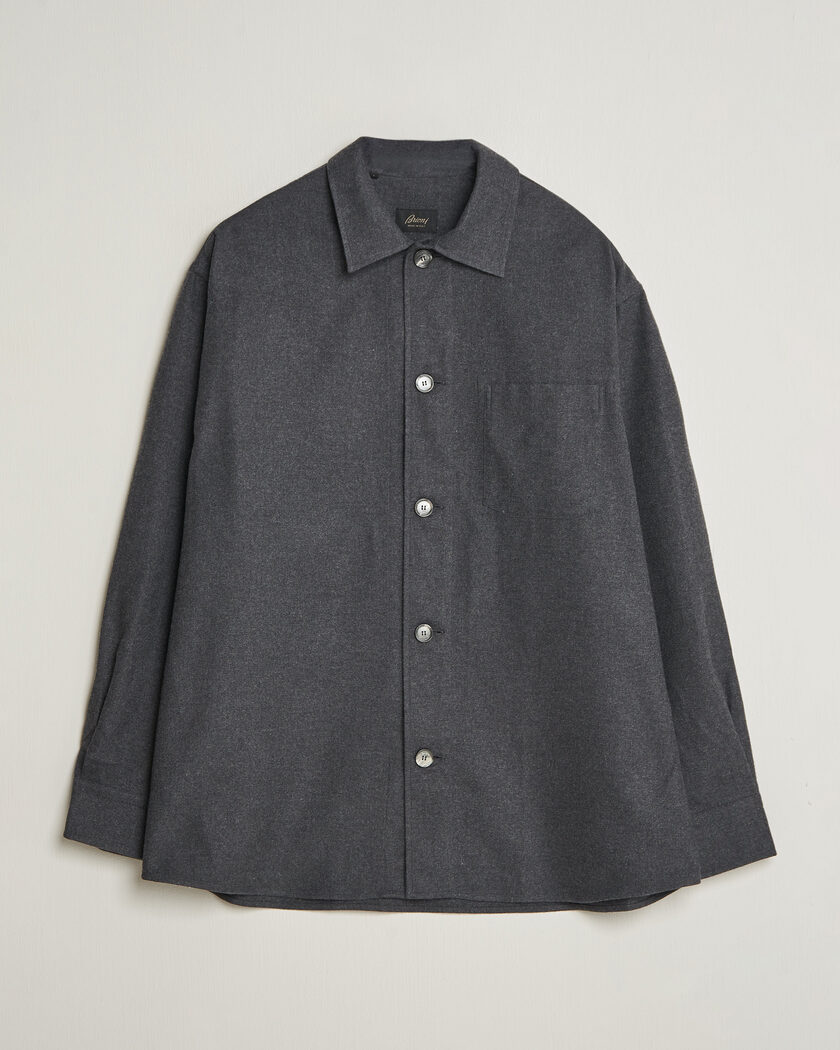 Brioni Cotton/Cashmere Overshirt Grey Melange – Harmaa