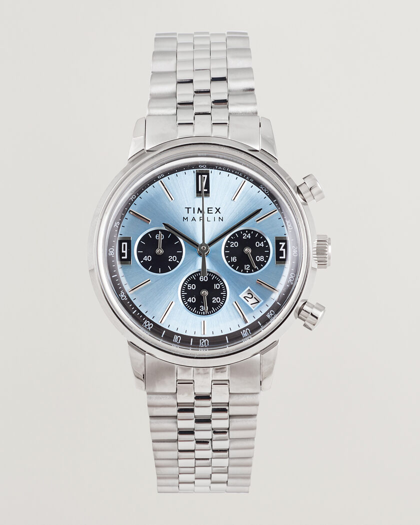 Timex Marlin Quartz Chronograph Steel 40mm Ice Blue Dial – Sininen