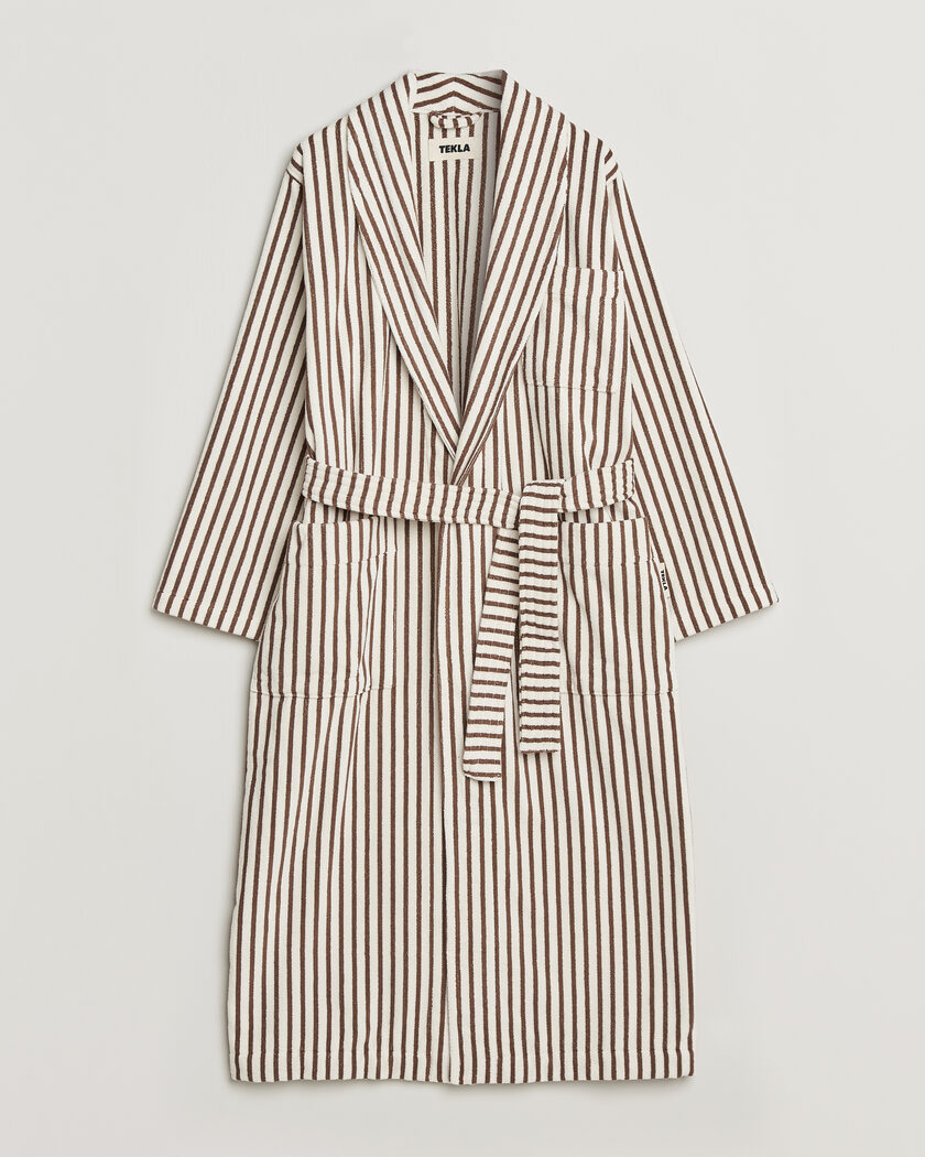 Tekla Organic Terry Classic Bathrobe Kodiak Stripes – Monivärinen