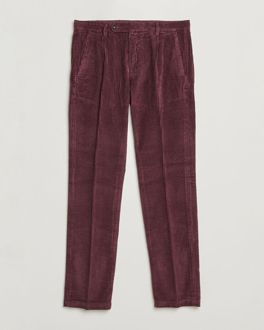 Massimo Alba Ionio Pleated Corduroy Pants Rose Brown – Punainen