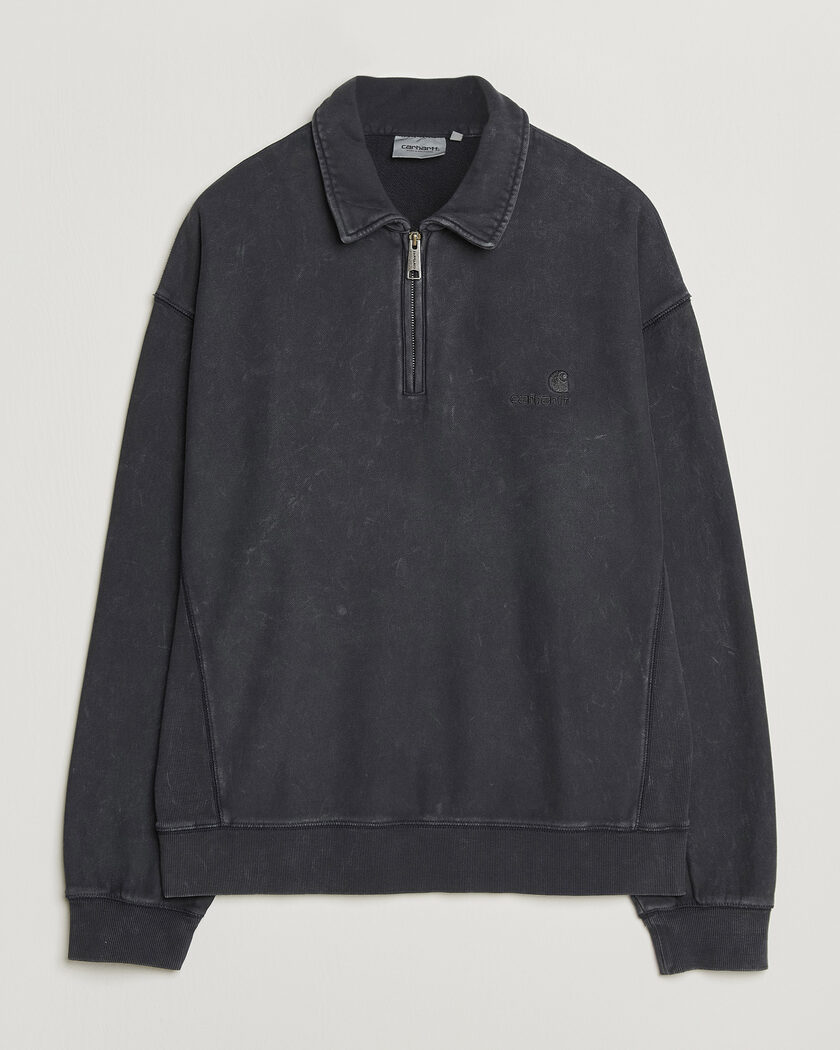 Carhartt WIP Lambert Washed Polo Sweatshirt Black Moon Wash – Harmaa