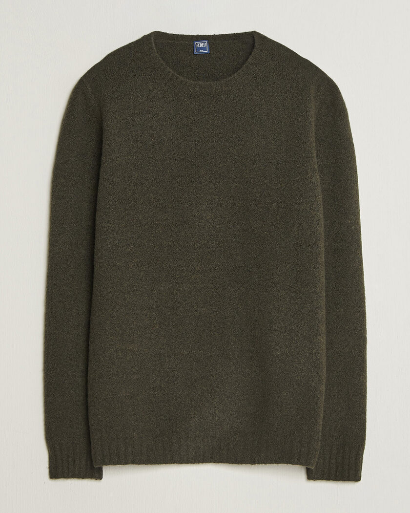 Fedeli Cashmere Blend Boucle Sweater Forest Green – Vihreä