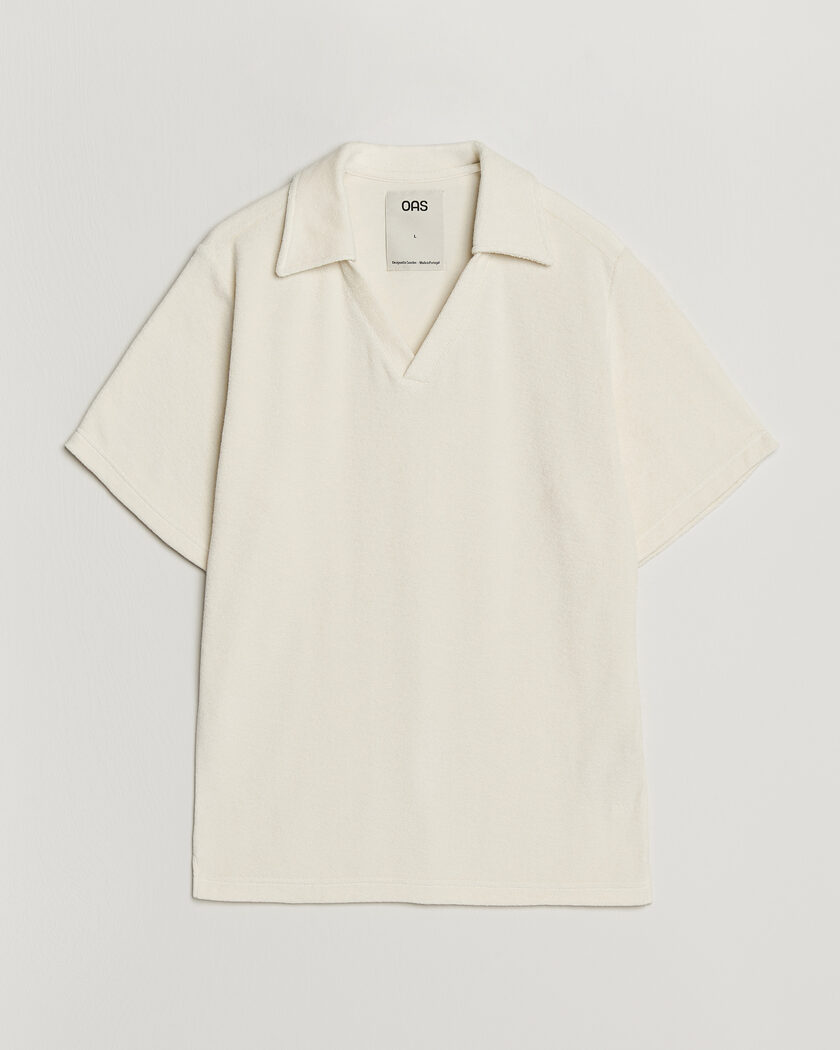 OAS Serif Regular Fit Terry Open Collar Polo Ecru – Valkoinen