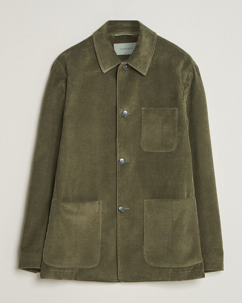 Canali Corduroy Chore Jacket Olive – Vihreä