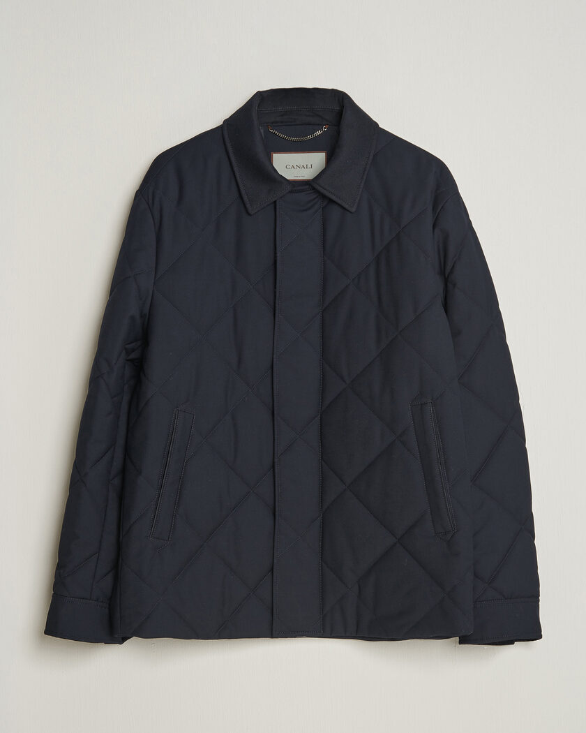 Canali Quilted Country Coat Navy – Sininen