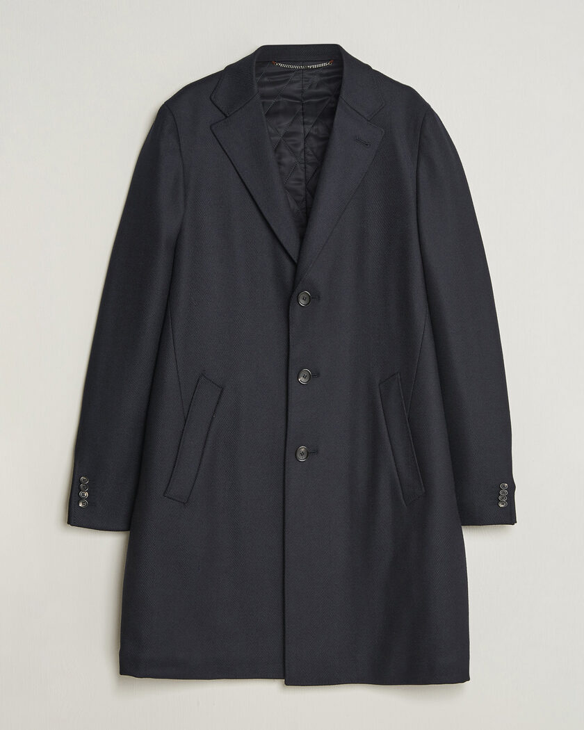 Canali Kei Wool Travel Coat Navy – Sininen
