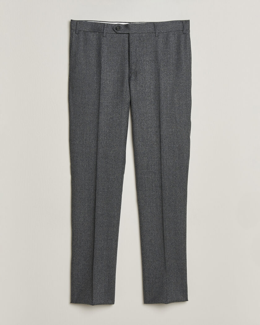Canali Slim Fit Flannel Trousers Grey Melange – Harmaa