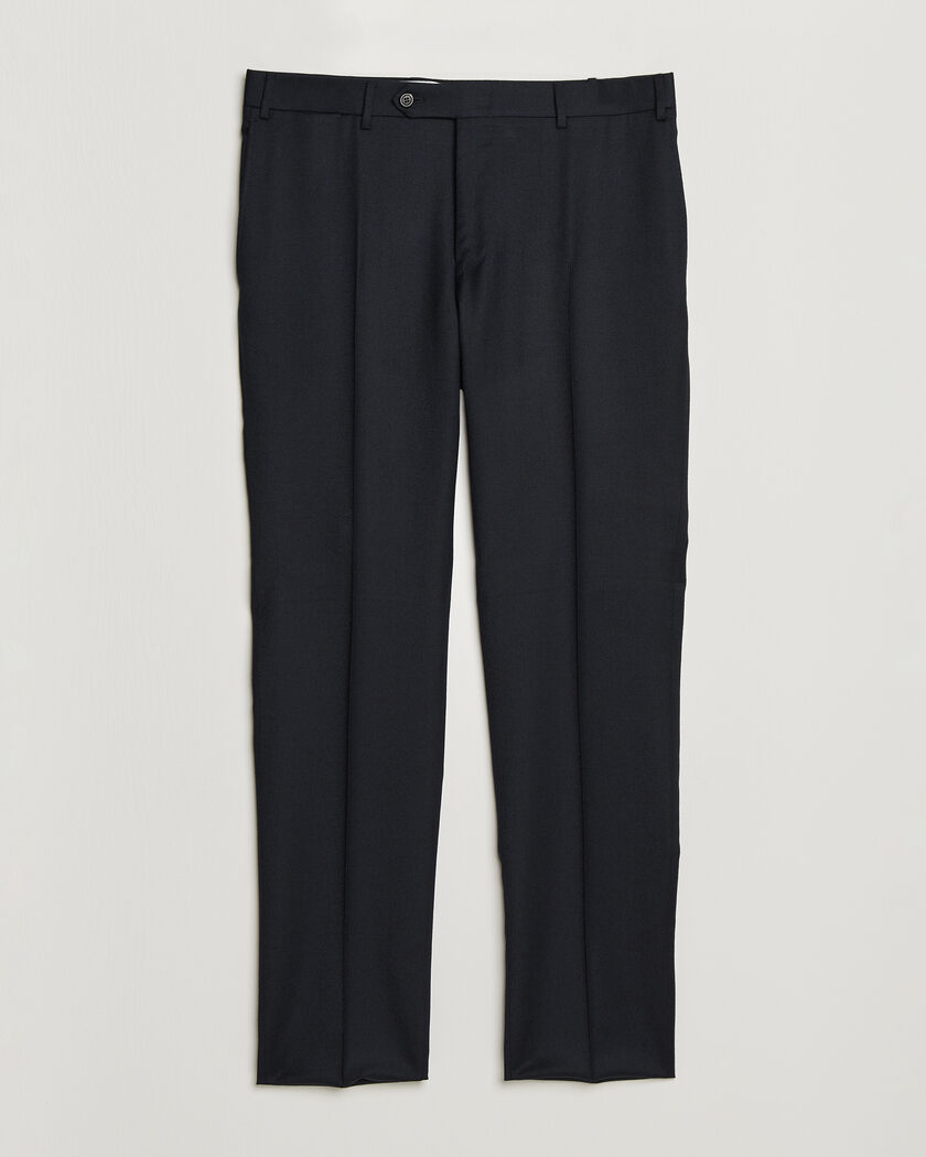 Canali Slim Fit Flannel Trousers Navy – Sininen