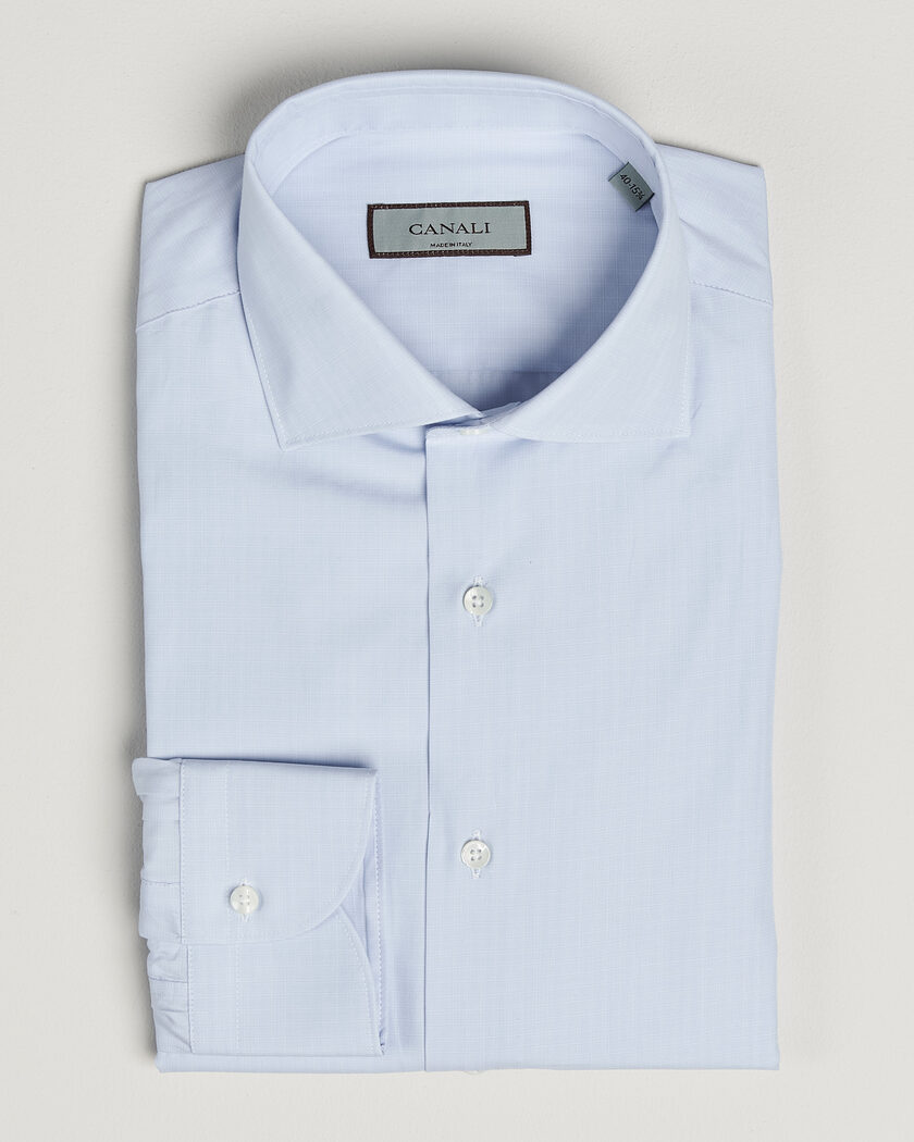Canali Slim Fit Dress Shirt Light Blue Check – Sininen