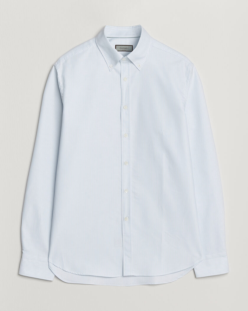 Canali Oxford Button Down Shirt Light Blue Stripe – Sininen