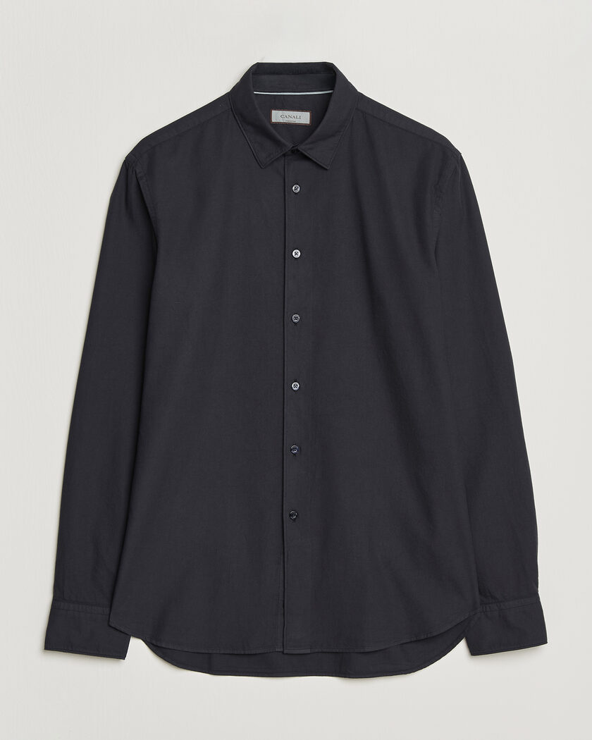 Canali Garment Dyed Cotton Shirt Navy – Sininen