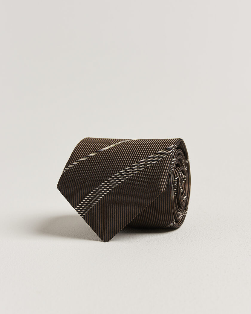 Canali Regimental Stripe Silk Tie Brown – Ruskea