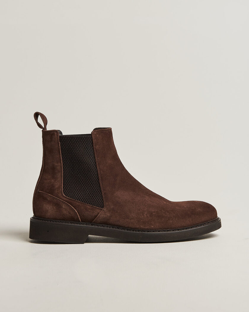Canali Chelsea Boots Dark Brown Suede – Ruskea