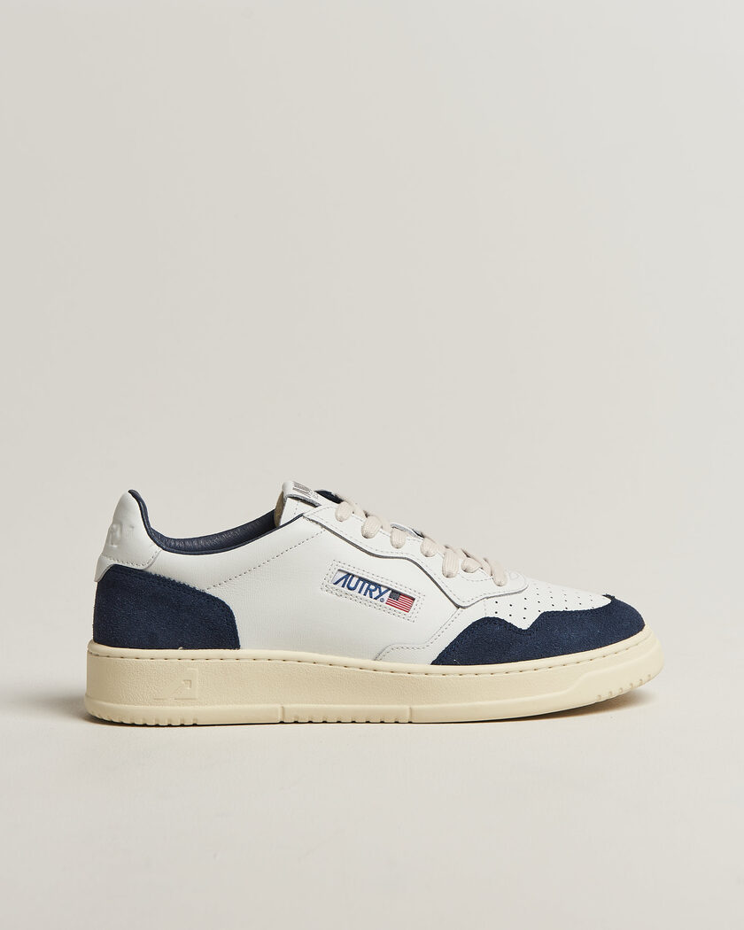 Autry Medalist Low Soft Leather/Suede Sneaker White/Denim – Valkoinen