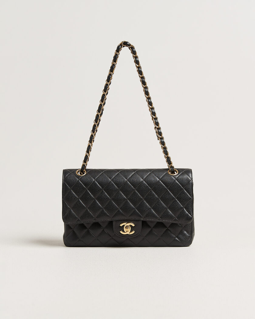 Chanel Pre-Owned Classic Medium Double Flap Bag Caviar Leather Black – Musta