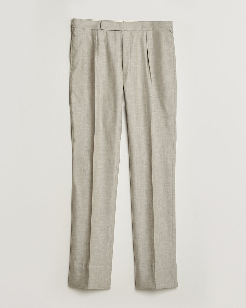 Ralph Lauren Purple Label Gregory Pleated Flannel Trousers Pearl Grey – Harmaa
