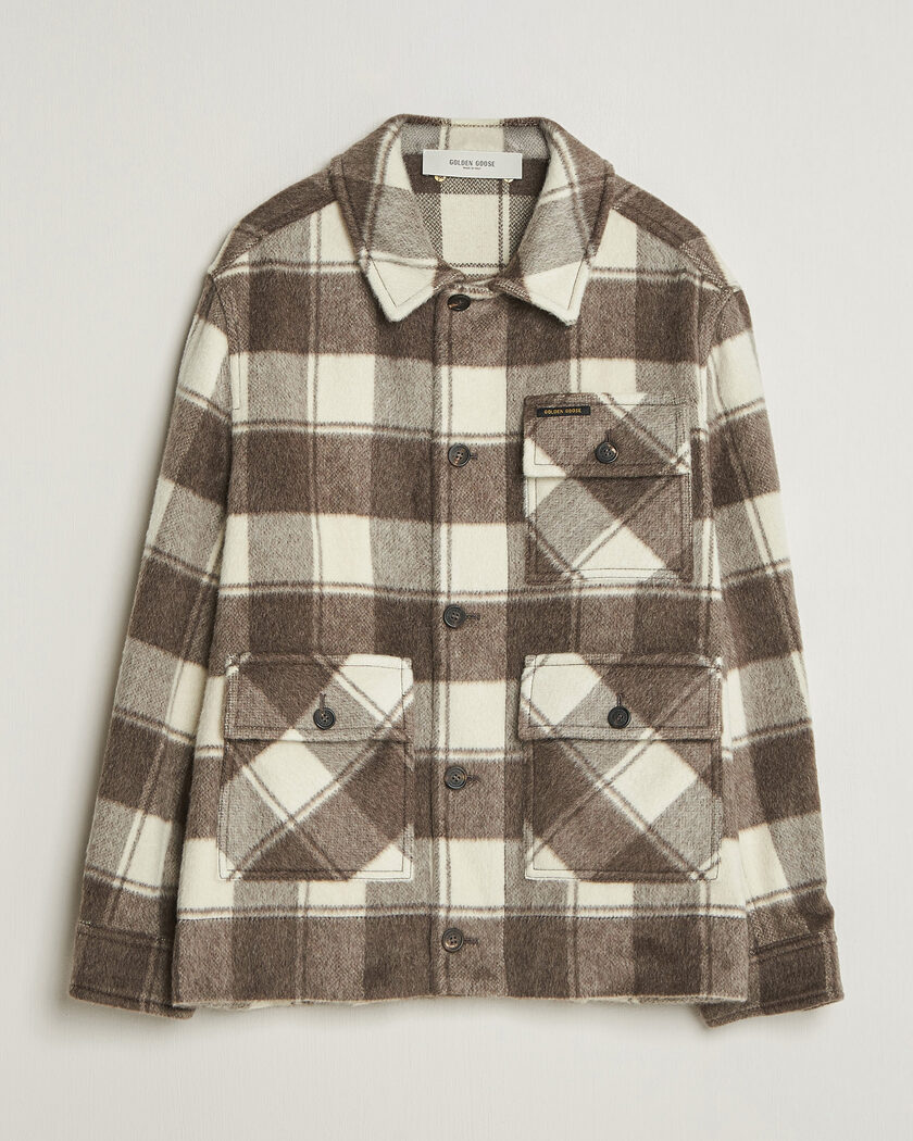 Golden Goose Wool/Mohair Work Jacket Brown/White – Ruskea