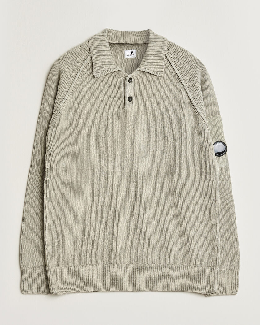 C.P. Company Cotton Chenille Polo Collar Light Grey – Harmaa