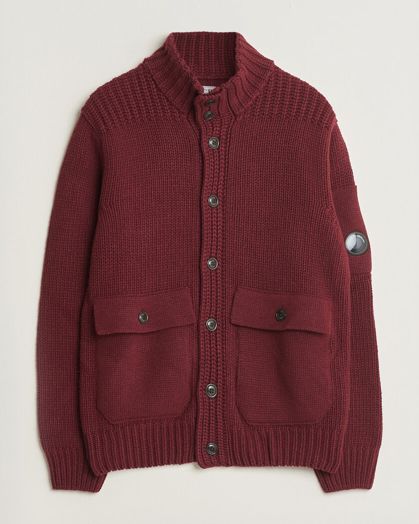 C.P. Company Heavy Lambswool Cardigan Burgundy – Punainen