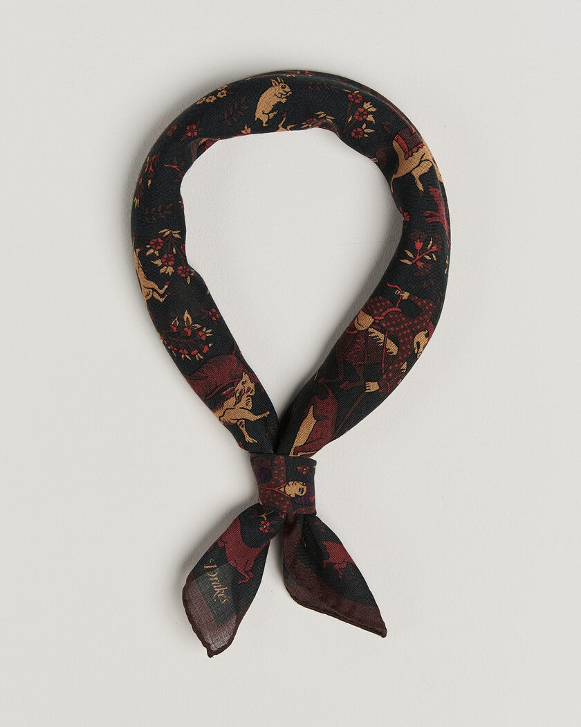 Drake's Moghul Wool/Silk Bandana Green – Vihreä