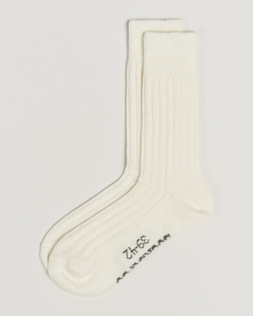 Alpacasocks & Co 2-Pack Ribbed Alpacka Wool Socks Off White – Valkoinen