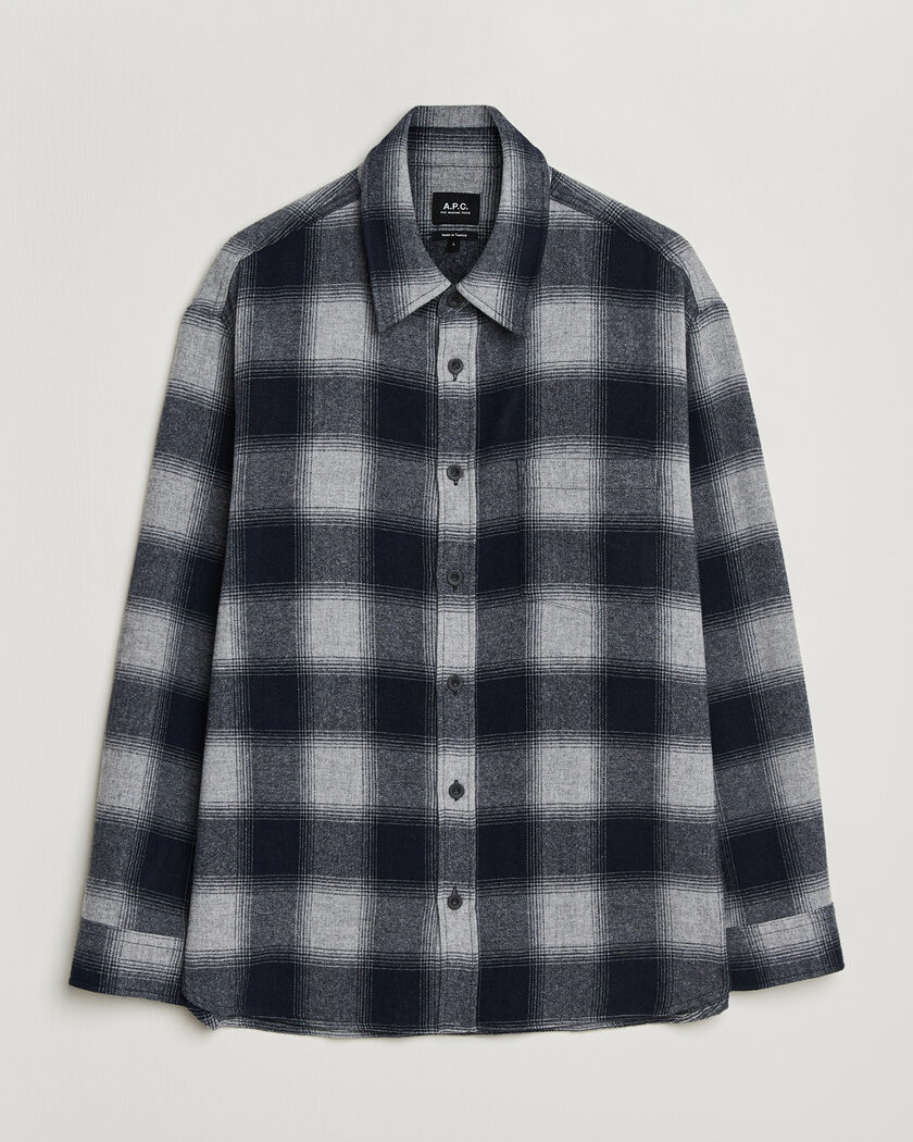 A.P.C. Malaury Checked Overshirt Light Grey – Harmaa