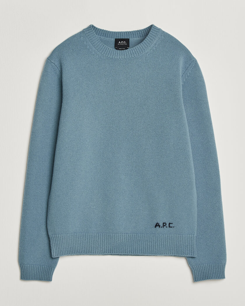 A.P.C. Edmond Wool Knitted Sweater Light Blue Melange – Sininen