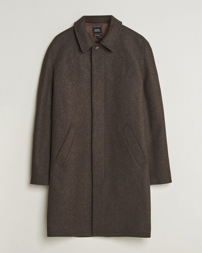 A.P.C. Auster Wool Coat Maroon Melange – Ruskea