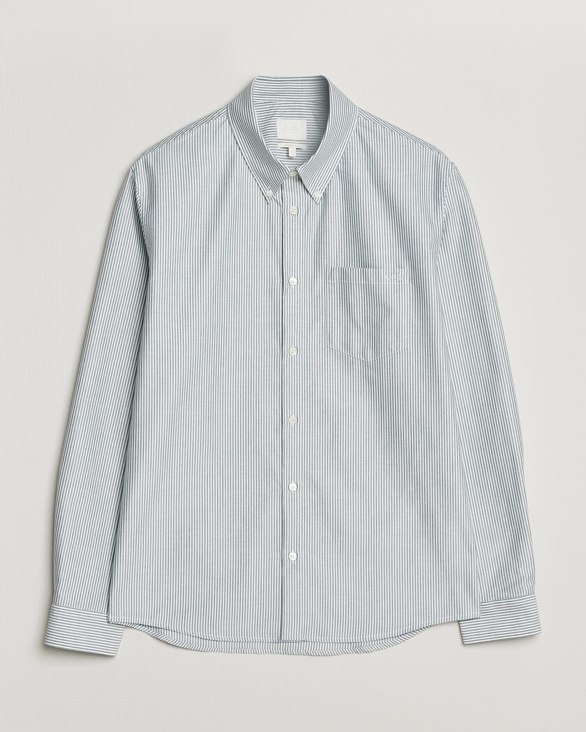 A.P.C. Greg Striped Oxford Shirt Green/White – Monivärinen