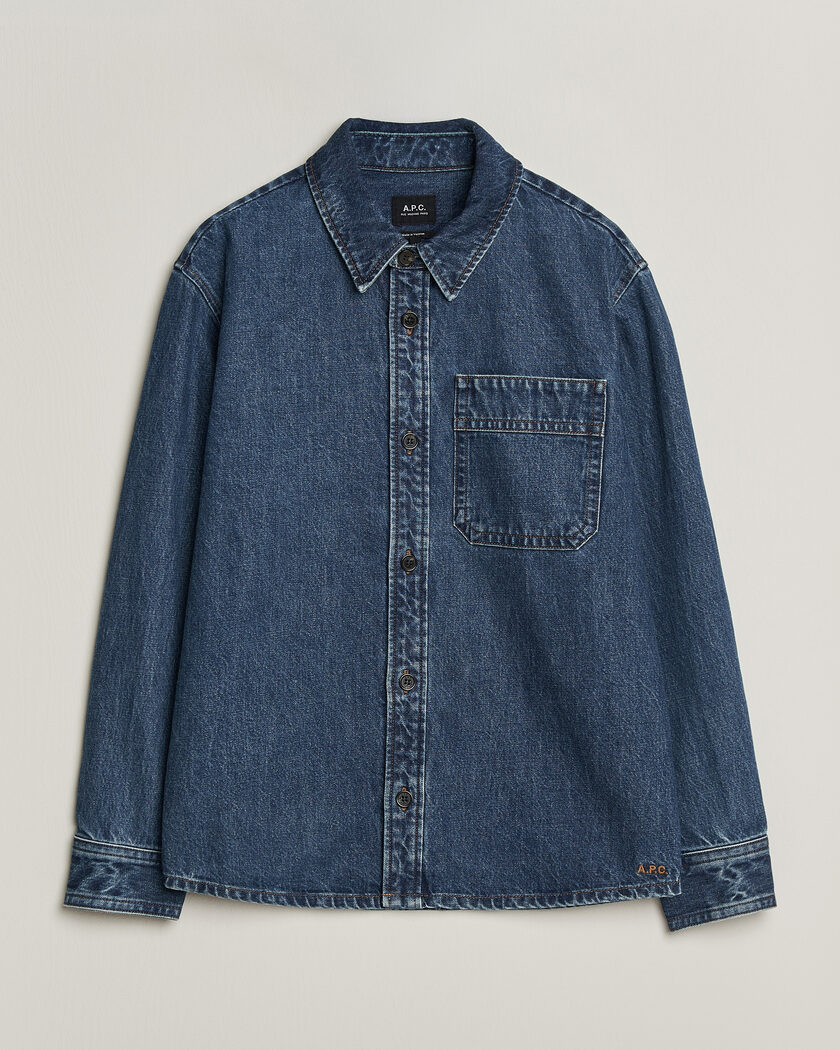  A.P.C. Basile Denim Overshirt Washed Indigo – Sininen