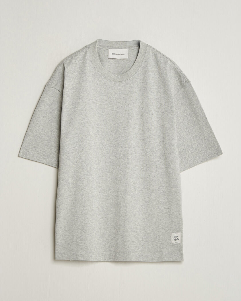 AMI Heritage Logo T-Shirt Light Grey Melange – Harmaa