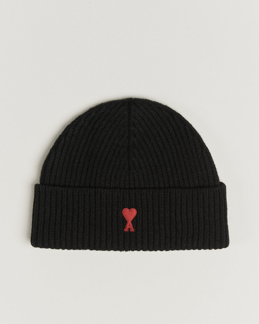 AMI Heart Logo Beanie Black – Musta