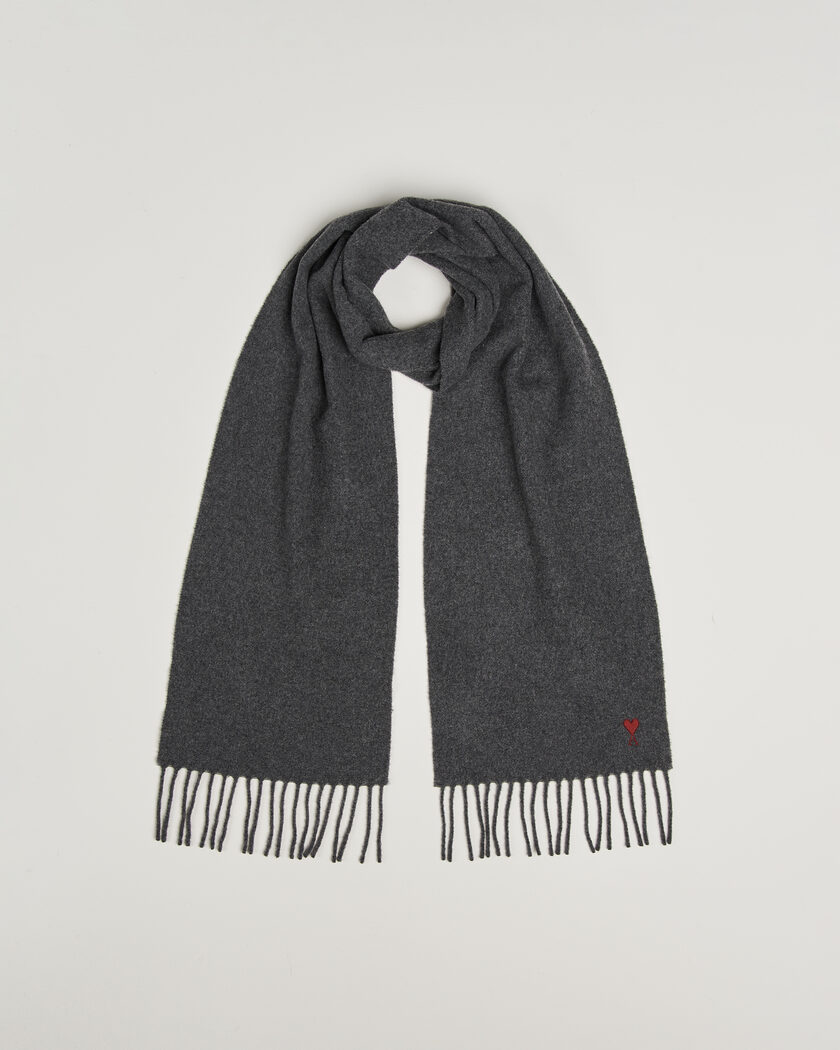 AMI Heart Logo Scarf Grey Melange – Harmaa