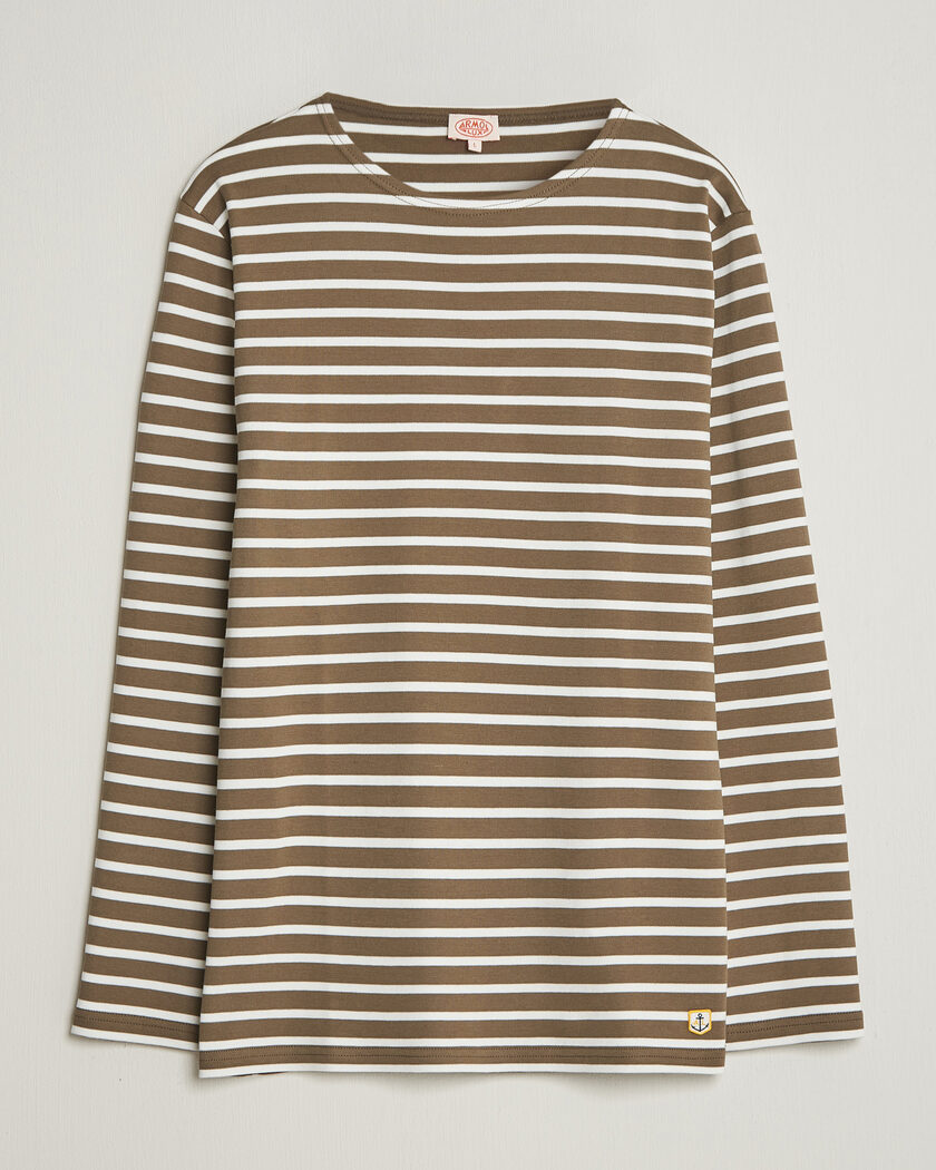 Armor-lux Houat Héritage Stripe Long Sleeve T-Shirt Olive/Milk – Monivärinen