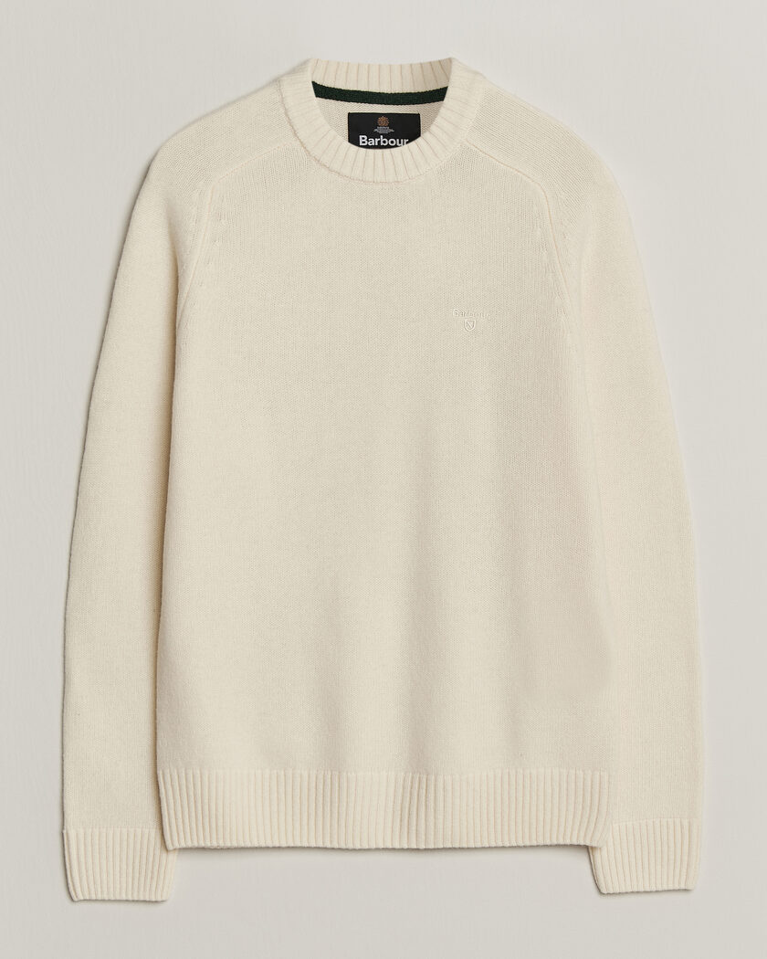 Barbour Lifestyle Newtown Lambswool Crewneck Antique White – Valkoinen
