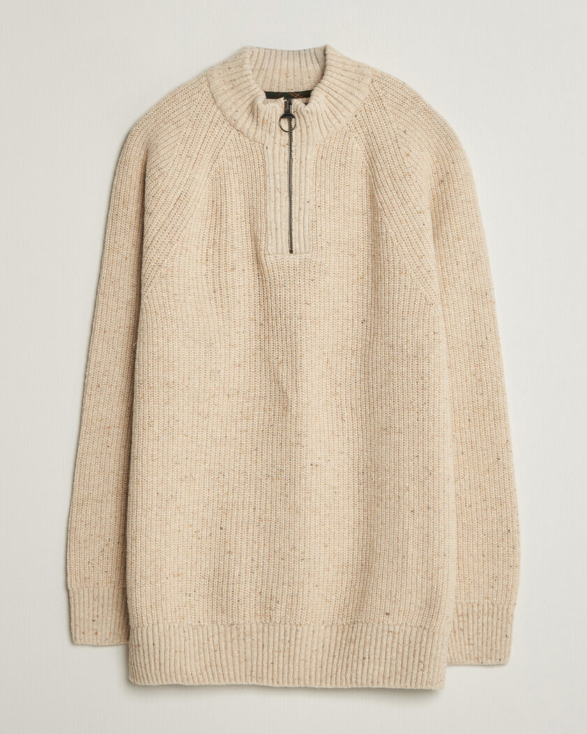 Barbour Lifestyle Essentials Donegal Half Zip Pearl – Beige