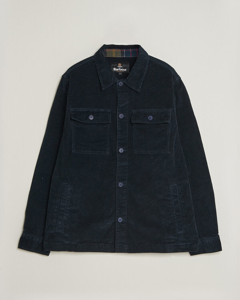 Barbour Lifestyle Tartan Trimed Cord Overshirt Navy – Sininen