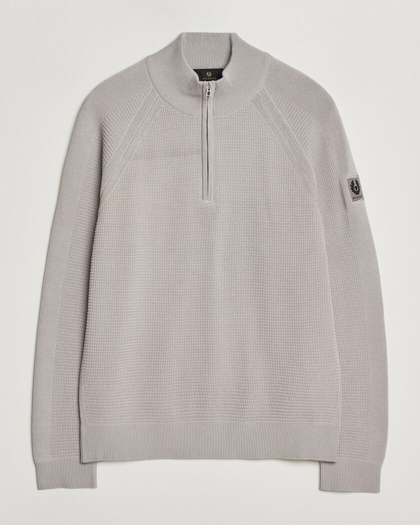 Belstaff Bradwell Cotton Knitted Quarter Zip Concrete – Harmaa