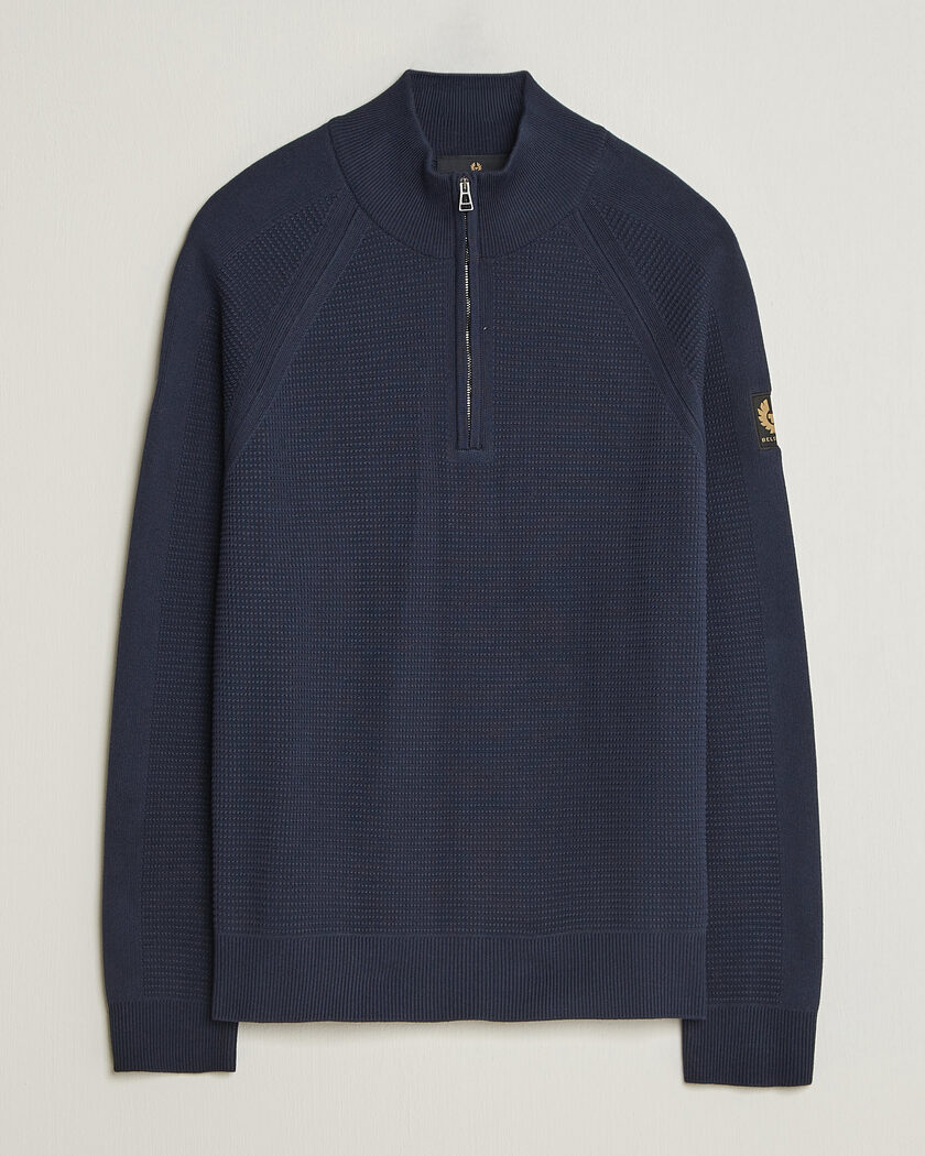 Belstaff Bradwell Cotton Knitted Quarter Zip Dark Ink – Sininen