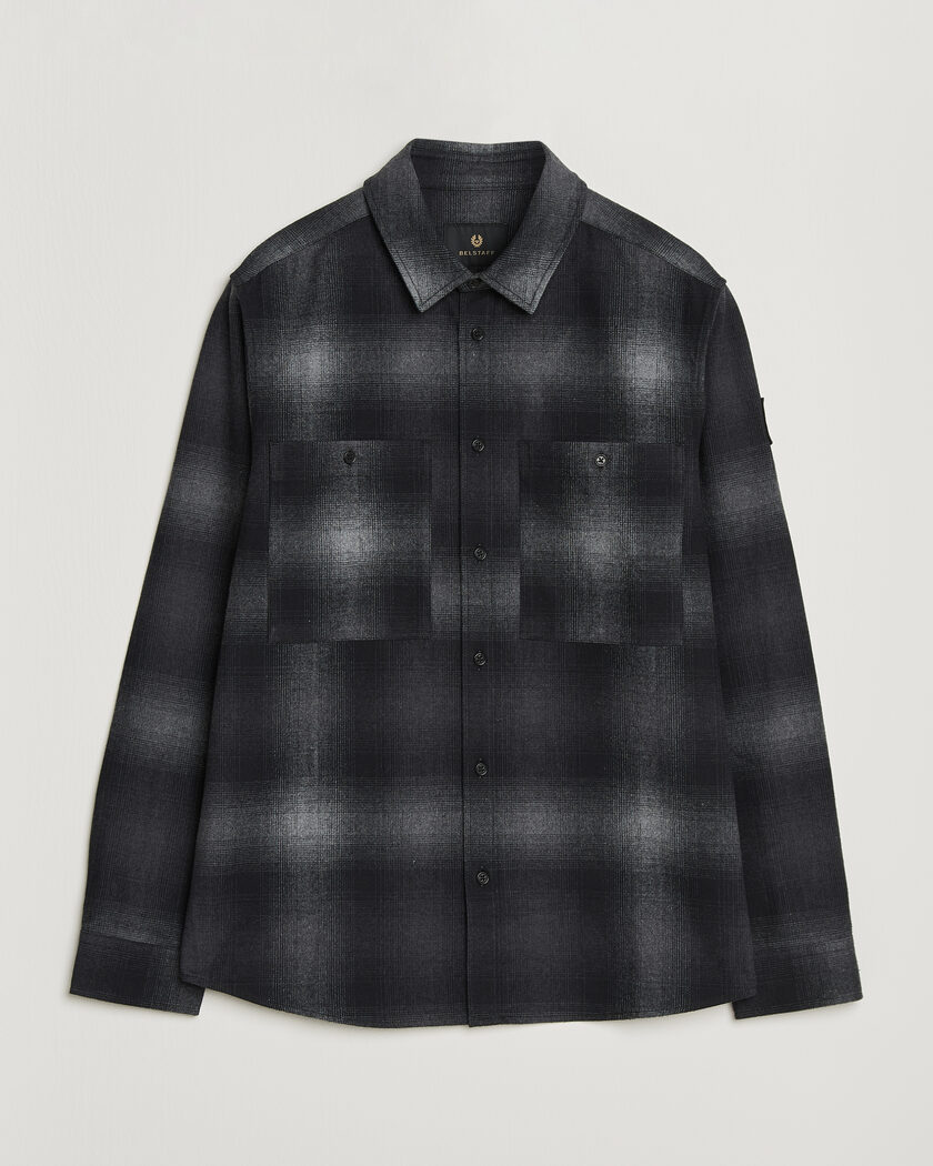 Belstaff Outpost Cotton Flannel Checked Overshirt Black – Musta