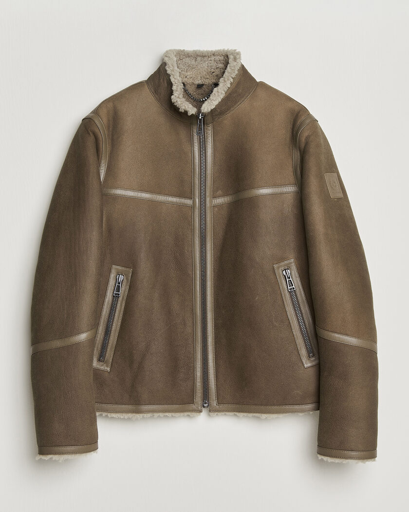 Belstaff Highland Shearling Jacket Dark Dusty Taupe – Ruskea